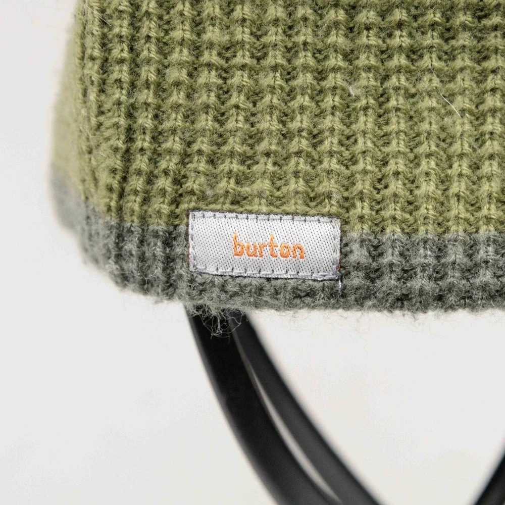 BURTON Recycled Waffle Beanie Winter‎ Hat Green Gray Acrylic Mens O/S